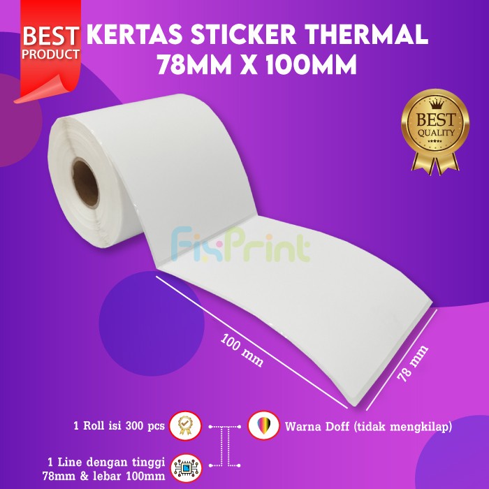 

Therm Label Thermal 78 X 100 Kertas Sticker Barcode 78X100 Mm Isi 300 Pcs
