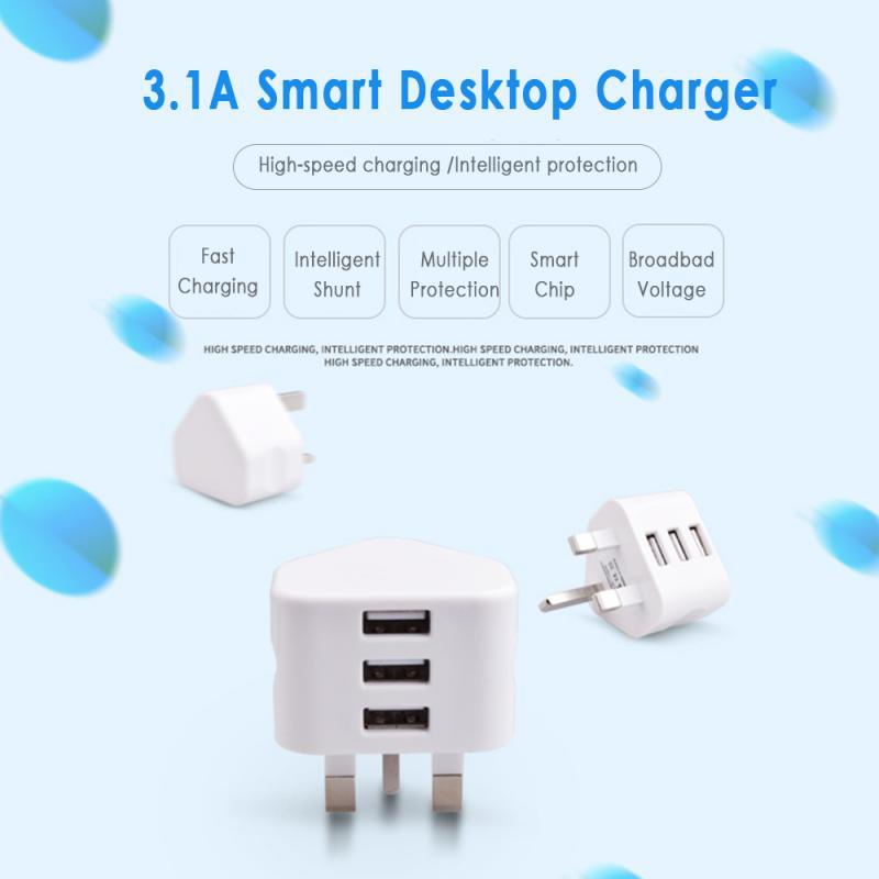 Adapter Charger Dinding 3 Pin 5V Dengan 1 / 2 / 3 Port USB Untuk Iphone 14 13 Tipe C Android 1A 2A 3A