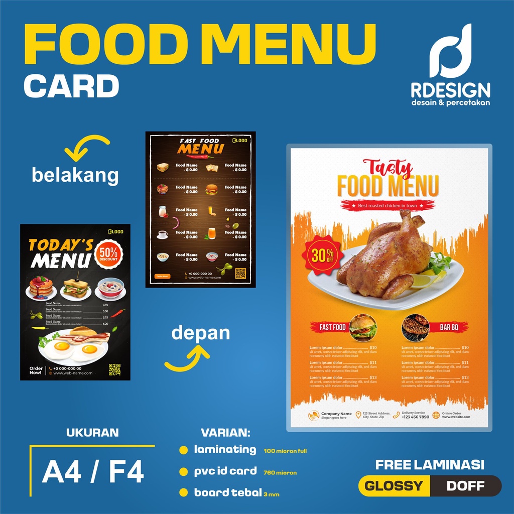 CETAK MENU MAKANAN UKURAN A4/F4