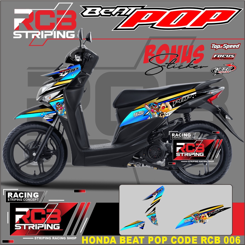 Sticker Striping Variasi Lis beat pop Desain Doraemon Zombie Stiker Body Motor Honda Beat Pop RCB006