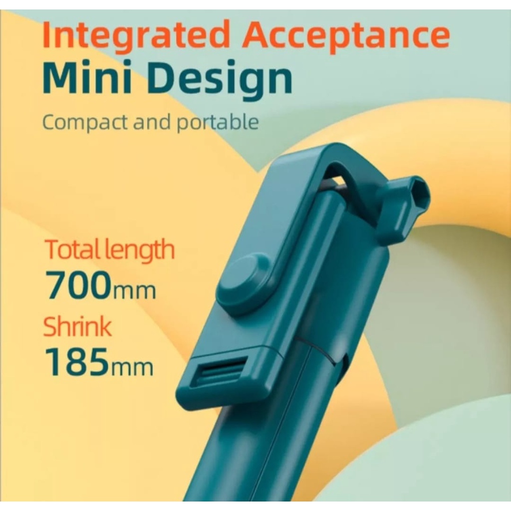 TONGSIS TRIPOD 3in1 R1 MACARON REMOTE CONTROL SELFIE STICK TRIPOD 360°MULTIFUNGSI