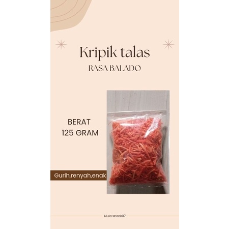 

kripik talas/jonowari/busil rasa balado berat 125gram