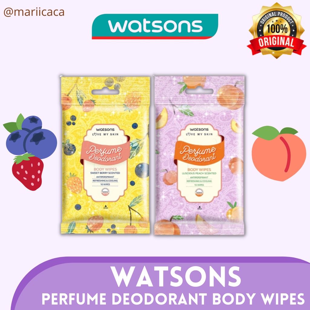 Jual Watsons Perfume Deodorant Wet Wipes / Tisu Basah Badan Parfum