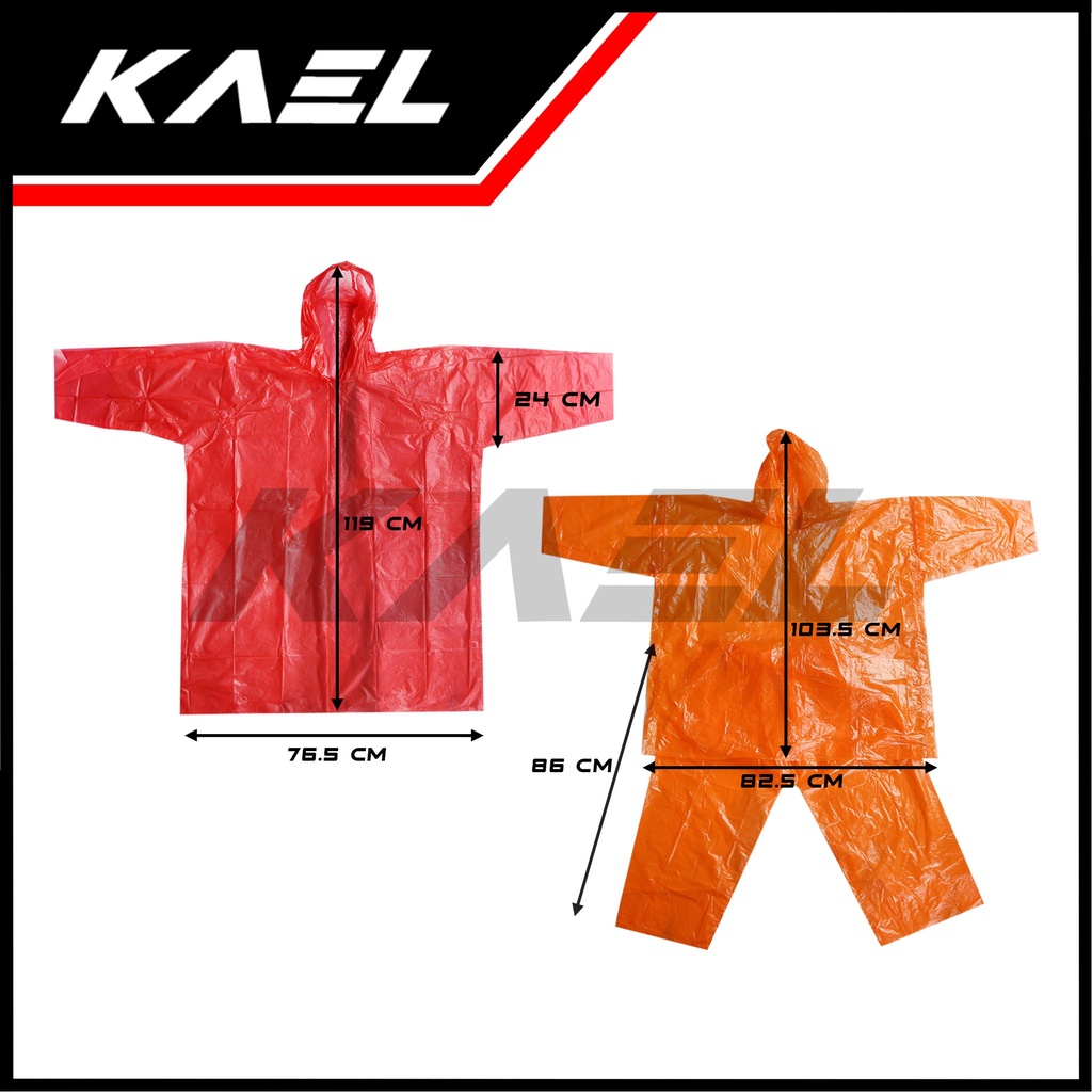 Jas Hujan Plastik Setelan-Ponco HDPE-LDPE Tebal Bisa Dipakai Ulang Tangan-Lengan Panjang Raincoat-Rain Coat Stelan Travel Praktis Warna Random Phonco