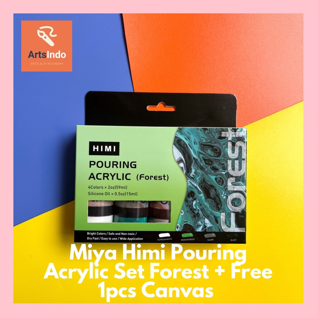 

Miya Himi Pouring Cat Acrylic Set - FOREST + Free 1pcs Canvas Kanvas Lukis