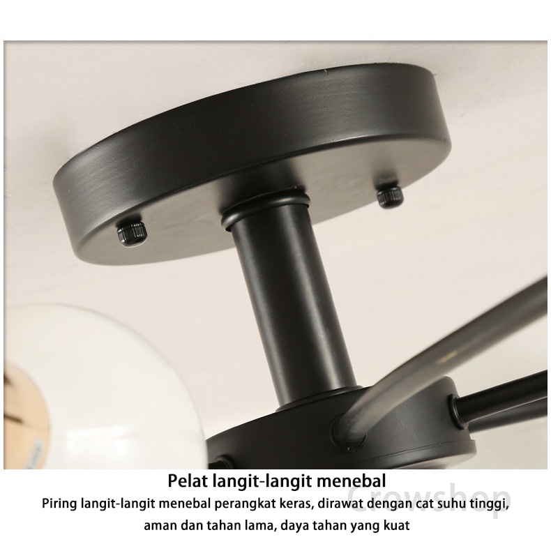 Lampu Plafon 3/6/8 Led E27 Industrial Bahan Besi Untuk Plafon Ruang Tamu Modern minimalist Ceiling lamp (Bohlam Tidak Termasuk)