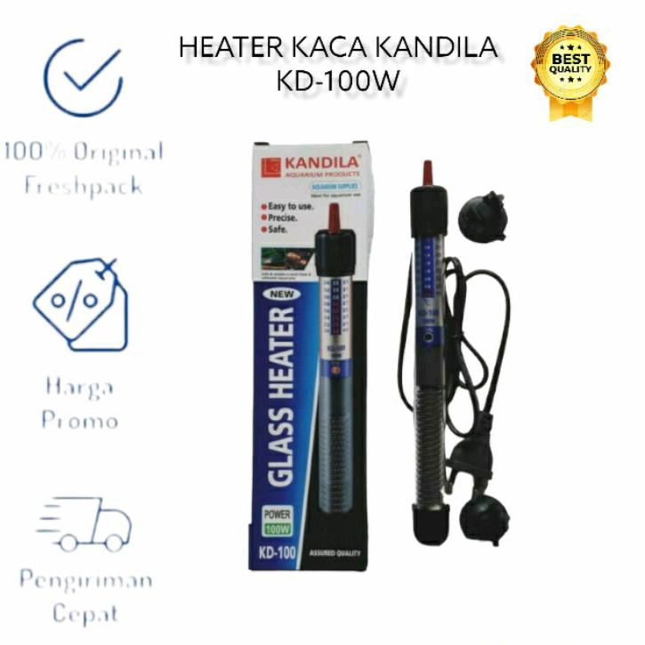 ALAT PEMANAS AQUARIUM IKAN HIAS KANDILA KD-100W HEATER KACA 100 WATT