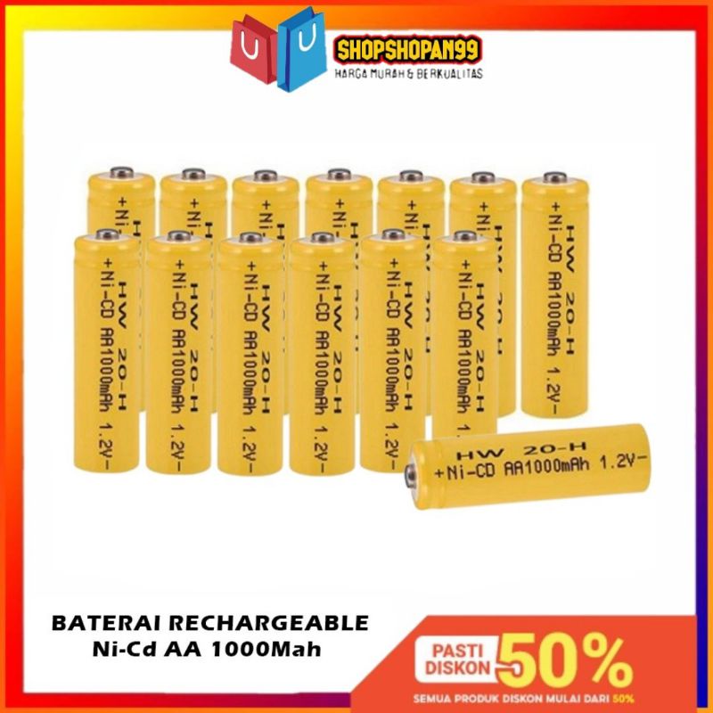 Baterai Rechargeable AA Ni-Cd isi Ulang AA 1000Mah Battery Batre bisa di cas kembali A2