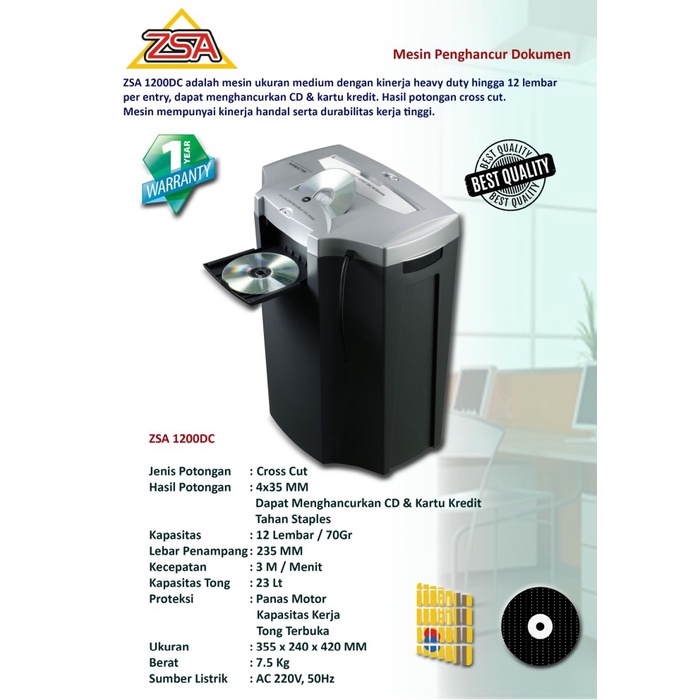 MESIN PENGHANCUR KERTAS CD | ZSA 1200DC | ORIGINAL | GARANSI RESMI