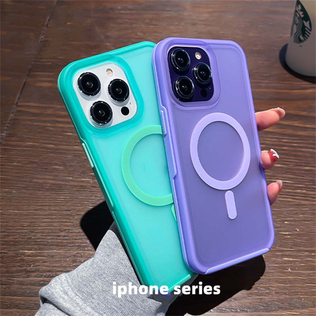 Hard Case Magnetik Mewah Shockproof Bahan Metal Untuk iphone 14 pro max 14 plus 13 11 12 pro max