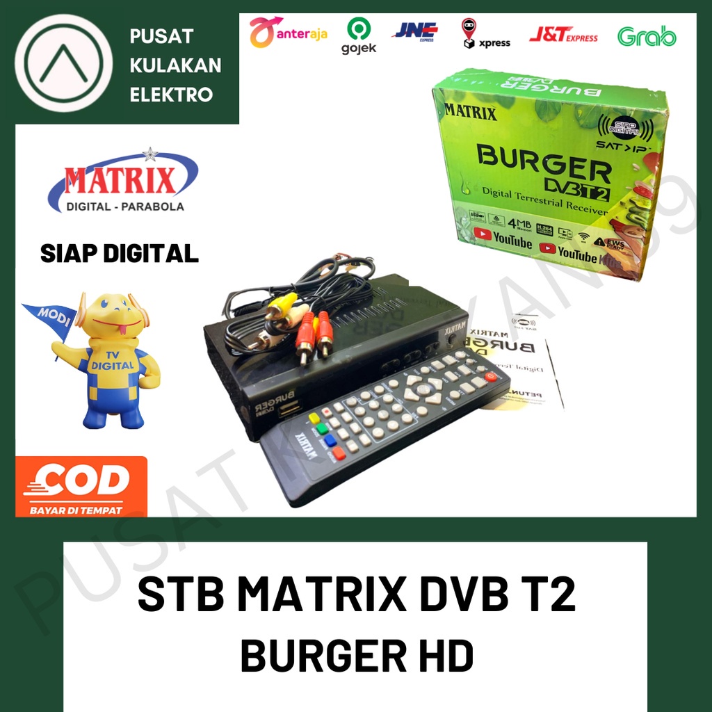 STB TV DIGITAL ( COD )SET TOP BOX TV DiGITAL STB MATRIX BURGER HIJAU HD DVB T2 / STB RECEIVER TV PEN