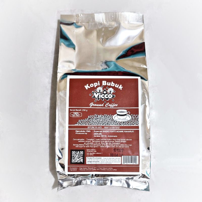 

Kopi Sekar Arum | Vicco | Kopi Bubuk Robusta standar 250gram | by. Puslit Jember