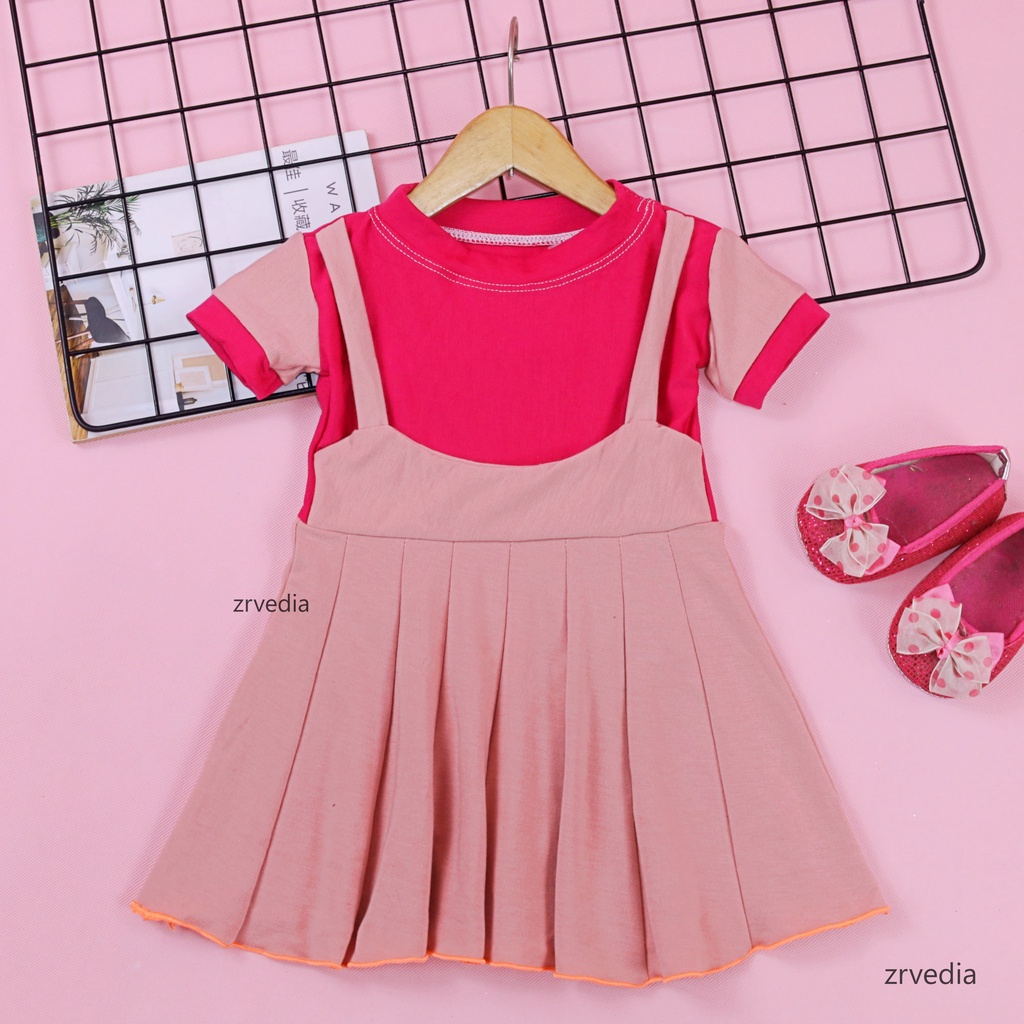 Dress Nagita uk Bayi 3-12 Bulan / Dres Baby Perempuan Baju Anak Murah Lengan Pendek Motif Adem