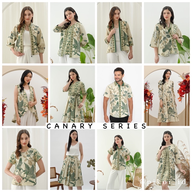 Couple set batik keluarga sage green / seragam batik modern pria wanita / Canary Series