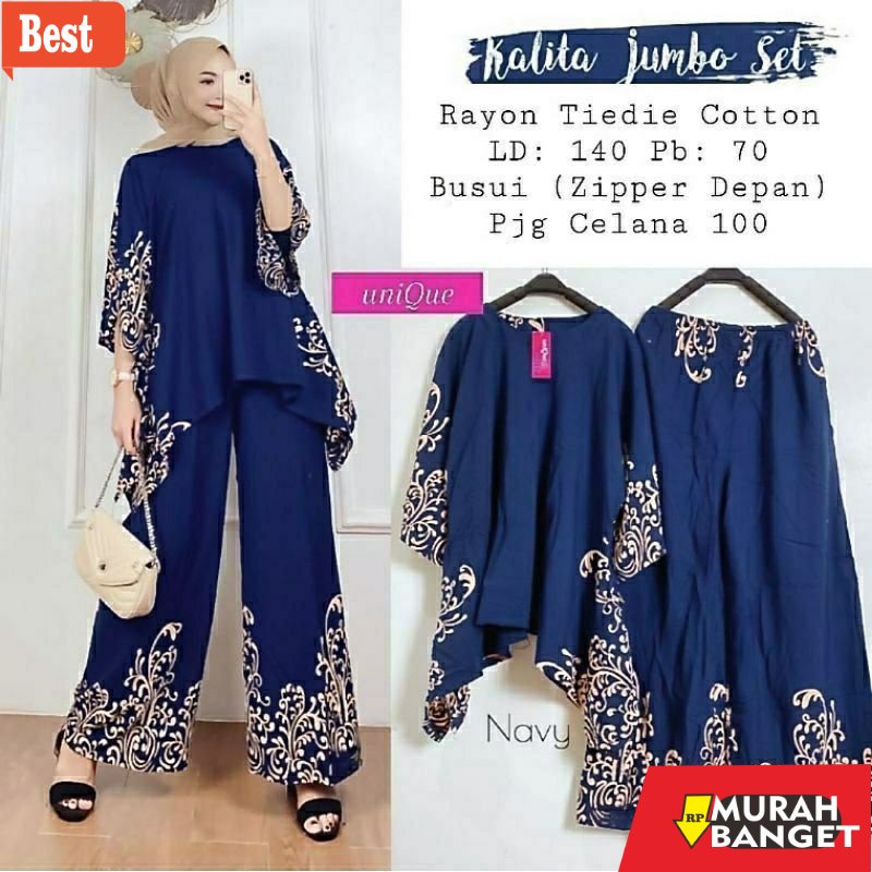 baju setelan wanita kekinian 2022 KALITA JUMBO SET BAJU SETELAN WAKA WAKA JUMBO TERBARU ONE SET WAKA