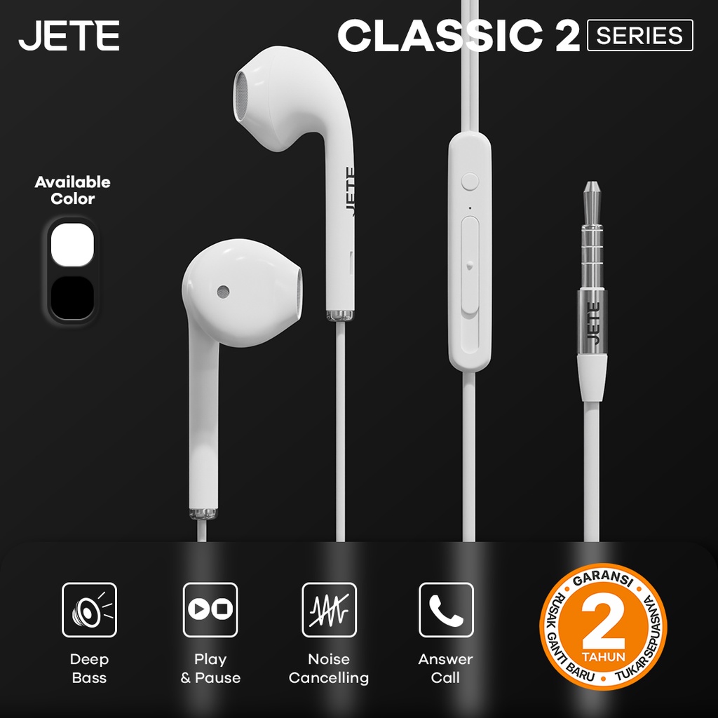 Headset I Earphone I Handsfree Noise Cancellation JETE Classic 2 - Garansi 2 Tahun