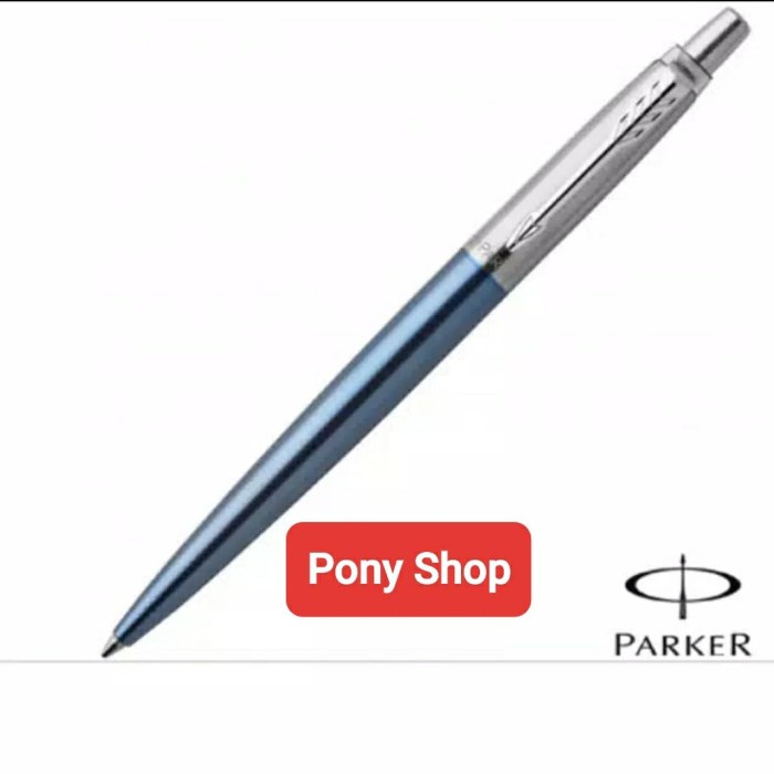 

Pulpen Parker New Jotter Waterloo Biru Muda CT Ballpoint Klip Silver