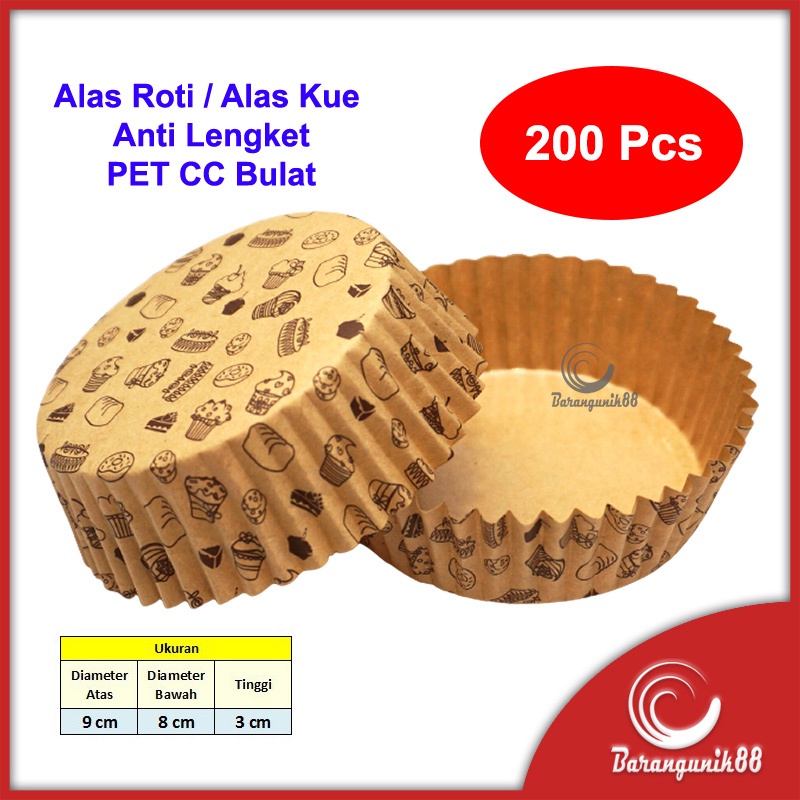 [200 pcs] Kertas Alas Roti Kue Anti Lengket PET CC Bulat Roti Bluder