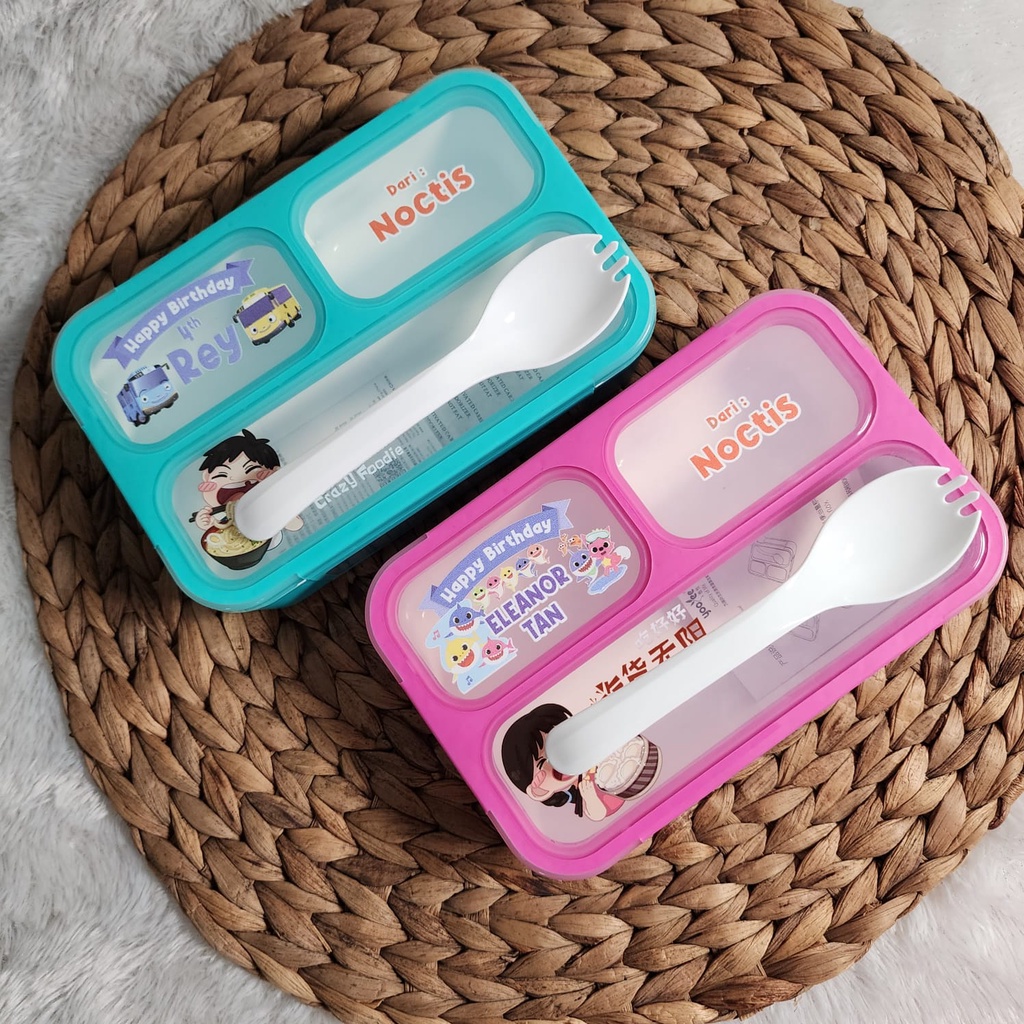 Lunch Box Custom anak/box nasi /kotak bekal anak sekolah custom free design bebas design