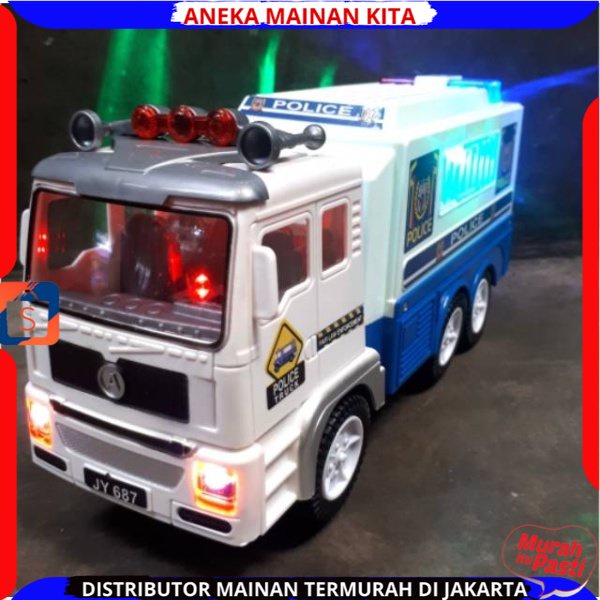 (BISA COD)MAINAN TRUCK POLISI BUMP AND GO BATERAI LAMPU SIRINE MOBIL POLISI