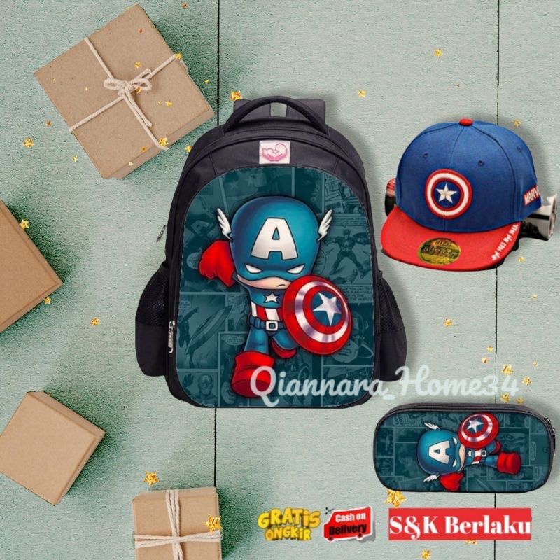 BEST 5IN1 Ransel Batman banyak bonus nya Tas ransel anak sekolah kumplit