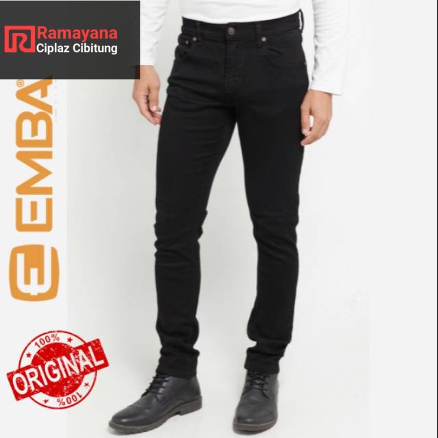 EMBA JEANS MORGAN SLIM HITAM DAN BIRU ORIGINAL / CELANA PRIA /  SLIM FIT  RAMAYANA CIBITUNG