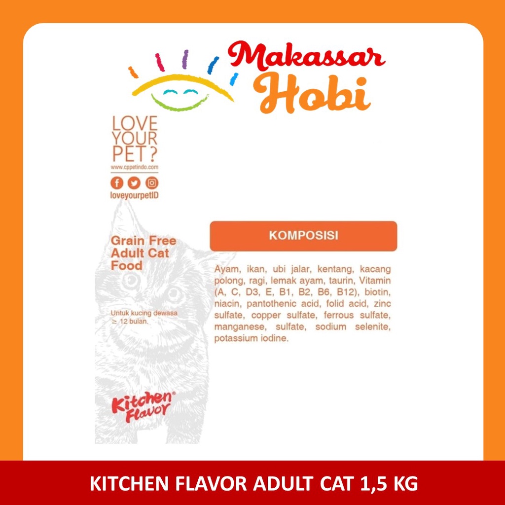 Kitchen Flavor Grain Free Adult 1.5kg 1.5 kg Makanan Kucing Cat Food