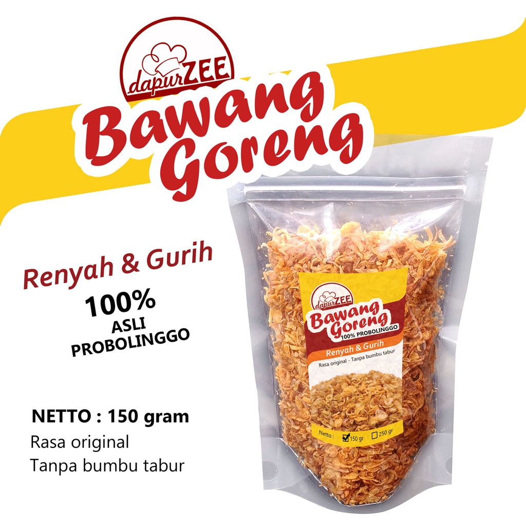 

Bawang Goreng Renyah Gurih Asli Probolinggo kemasan pouch 150 gr