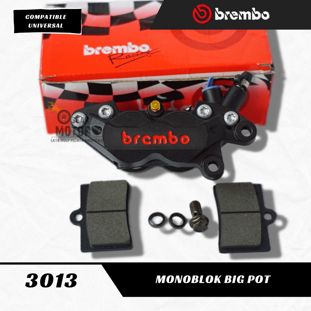 Kaliper 4Piston MONOBLOK Caliper Big Pot Axial Kanan BREMBO Universal   By Mega_Racing