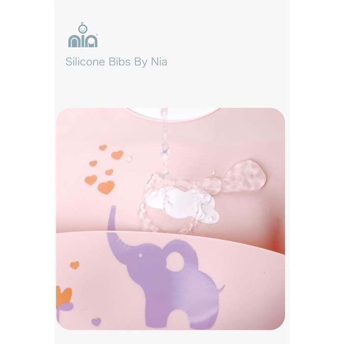 NIA BABY SILICONE BIBS - CELEMEK MAKAN BAYI BAHAN SILIKON BPA FREE