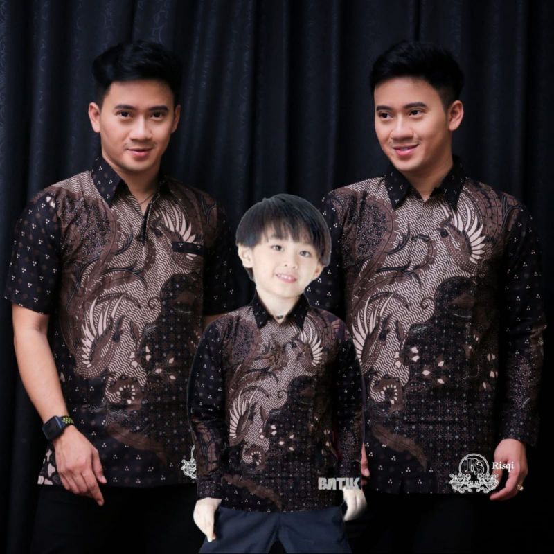 TERBARU Couple sweet || couple batik ayah dan anak cowok BATIK Motif cicak Rowo size jumbo M,L,XL,XXL,XXXL,4L,5L