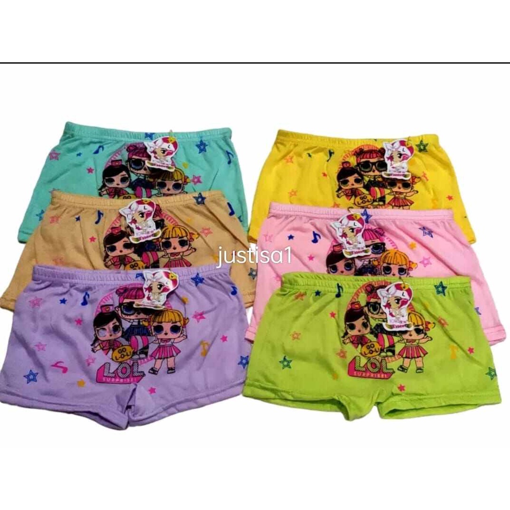 S..6 PCS BOXER ANAK PEREMPUAN CELANA DALAM ANAK PEREMPUAN MOTIF KARAKTER TERBARU