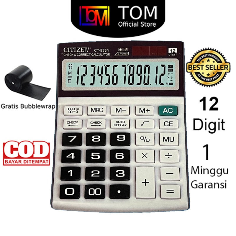 

Kalkulator CT-933N 12 Digit - Calculator Check Dual 2 Power