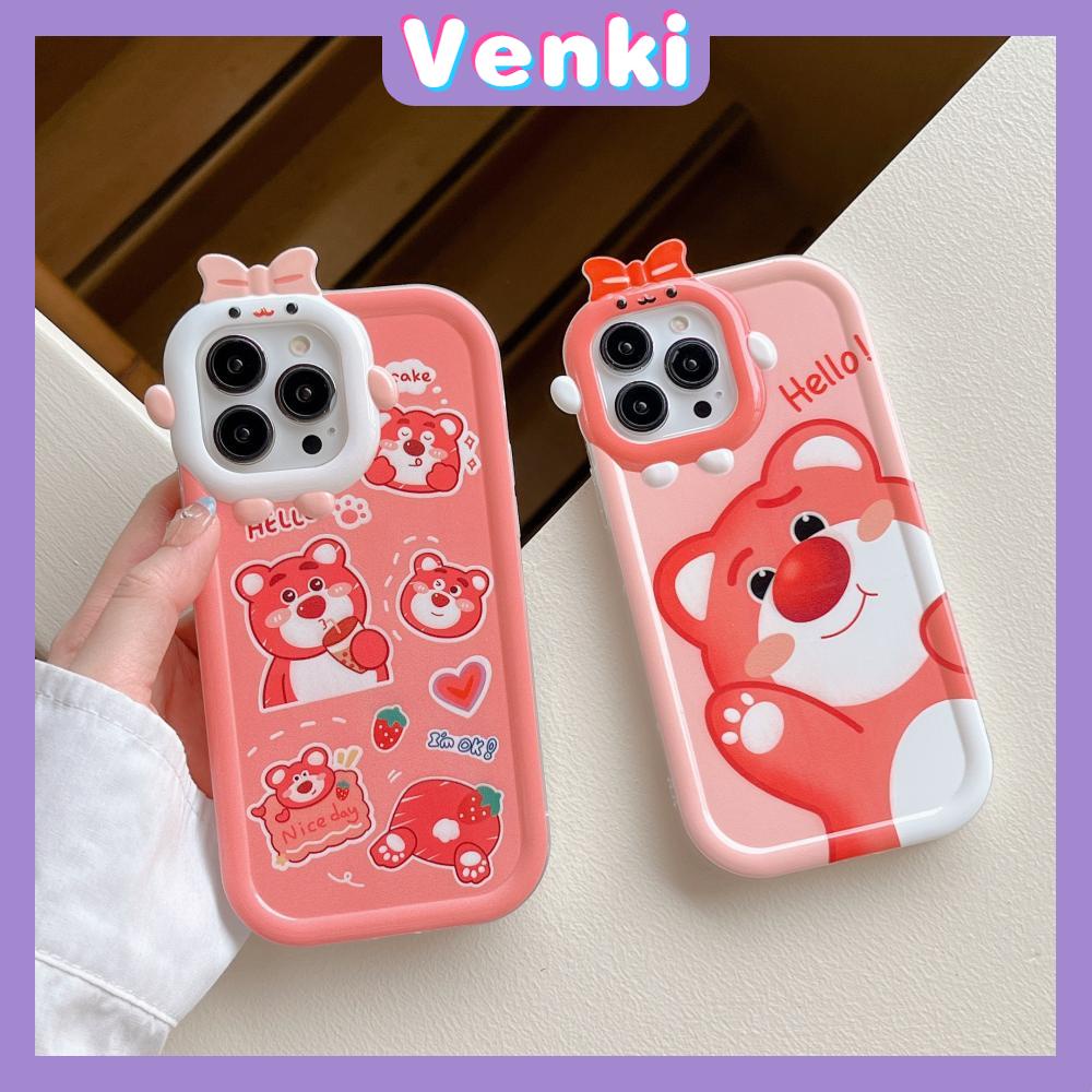 iPhone Case Silicone Soft Little Monster Case Glossy Cute Pink Bear Airbag Shockproof Protection Camera Compatible For iPhone 14 Pro Max 13 12 11 Pro 7 8 Plus XR