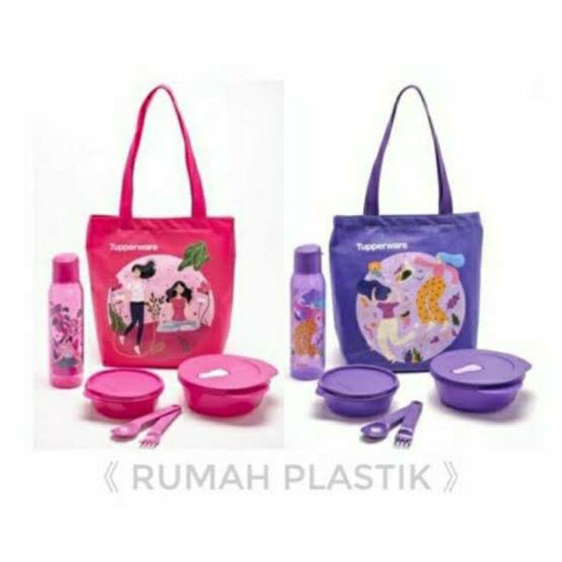 BIG SALE  TEMPAT BEKAL MAKAN SET MSS STYLIS / MISS SPORTY - ORIGINAL TUPPERWARE - KOTAK MAKAN SET DE