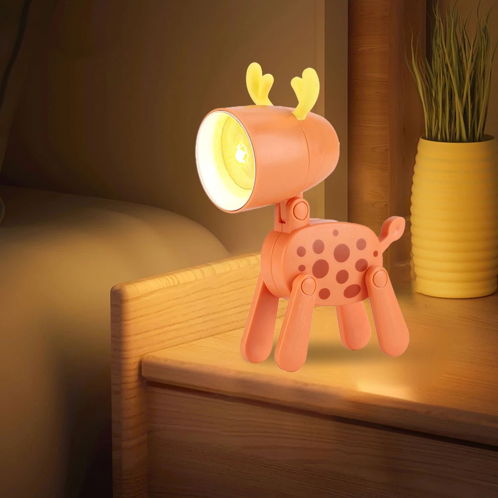 Lampu Baca LED Tenaga Baterai Bentuk Rusa Kartun Untuk Kamar Tidur