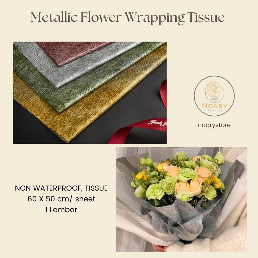 Metalic Flower Wrapping Tissue / Cotton Roll / Kain Roll / Tissue Paper / Kain tisu / Kain Katun / Kain Bunga / Kain Pembungkus Bunga / Cotton Flower / Bouquet / Roll Flower / Tille wrapping / Mesh Roll