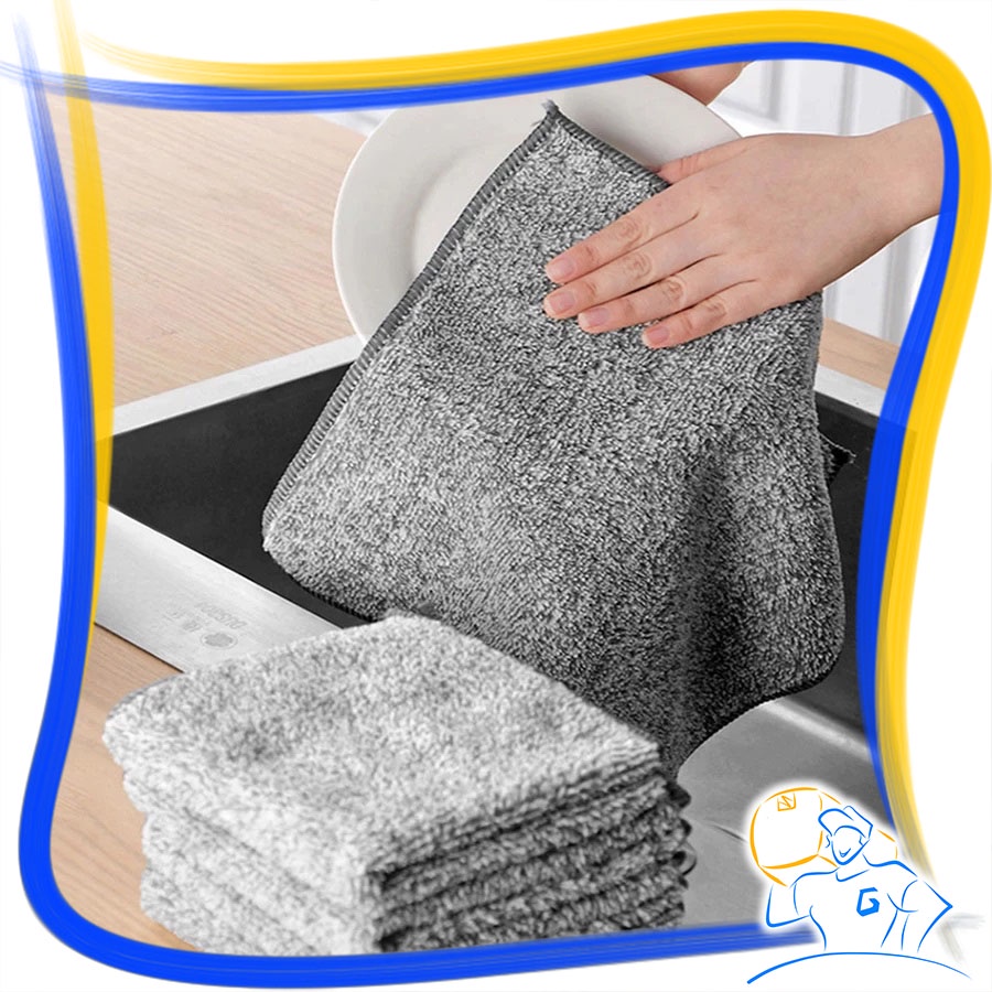 Lap Dapur Menyerap Minyak Serbet Piring Kitchen Dry Towel Microfiber Bamboo Lap Mobil Motor Serap Air