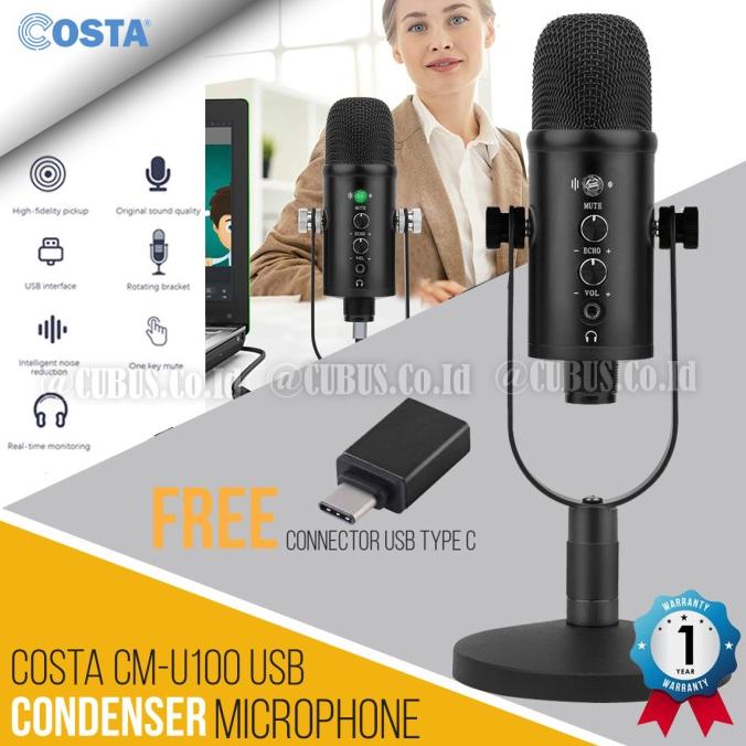 COSTA CM-U100 Microphone USB professional Condenser Podcast,Vocal