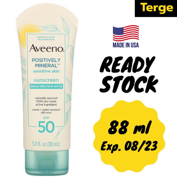 Discount Aveeno Positively Mineral Sensitive Skin Sunscreen SPF 50 88 ml /SUNSCREEN MADAMEGIE/SUNSCREEN WARDAH/SUNSCREEN AZARINE/SUNSCREEN SKIN AQUA