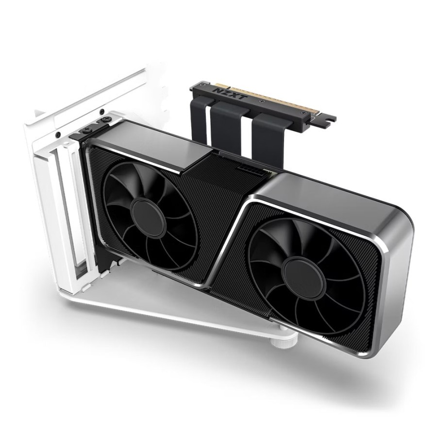 NZXT Vertical GPU Mounting Kit - GPU Holder & PCIe 4.0 Riser Cable - Putih