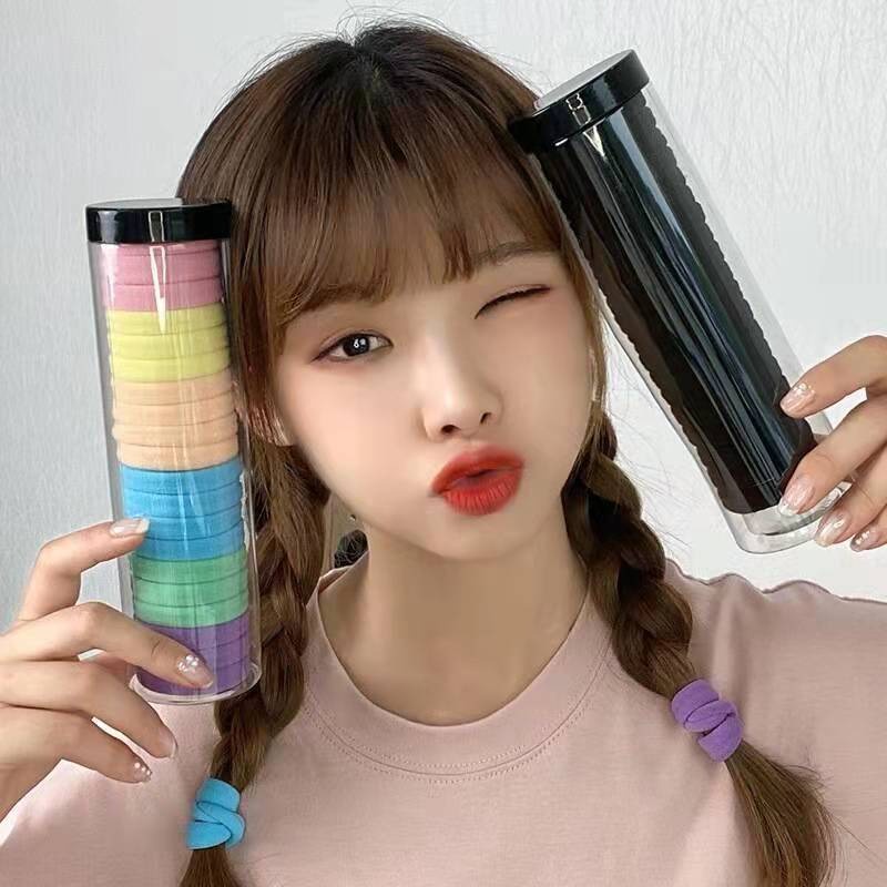 3SP | AC98 Ikat Rambut Donat Besar Isi 20 Free Tabung Karet Rambut Polos Wanita