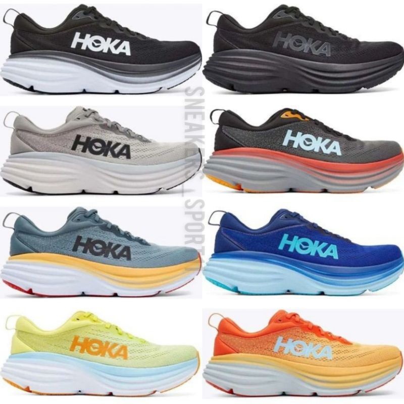 Sepatu Olahraga Hoka One One Bondi 8 Full Black Running Shoes
