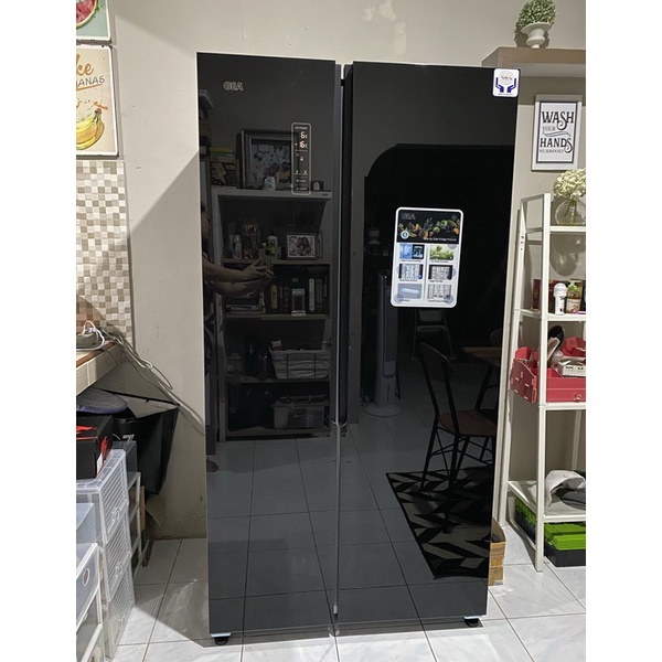 KULKAS GEA SIDE BY SIDE G2D 472 BLACK GLASS G2D-472R NEW g2d472