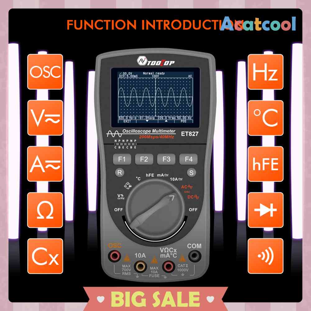 Oscilloscope Digital 6000Counts Multimeter Dioda Deteksi Tegangan LCR PWM Out