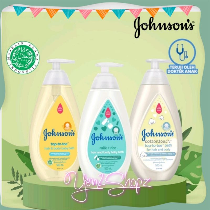 JOHNSONS MILK + RICE TOP TO TOE COTTON TOUCH Hair and Body Baby Bath 500ml Jhonson jonson