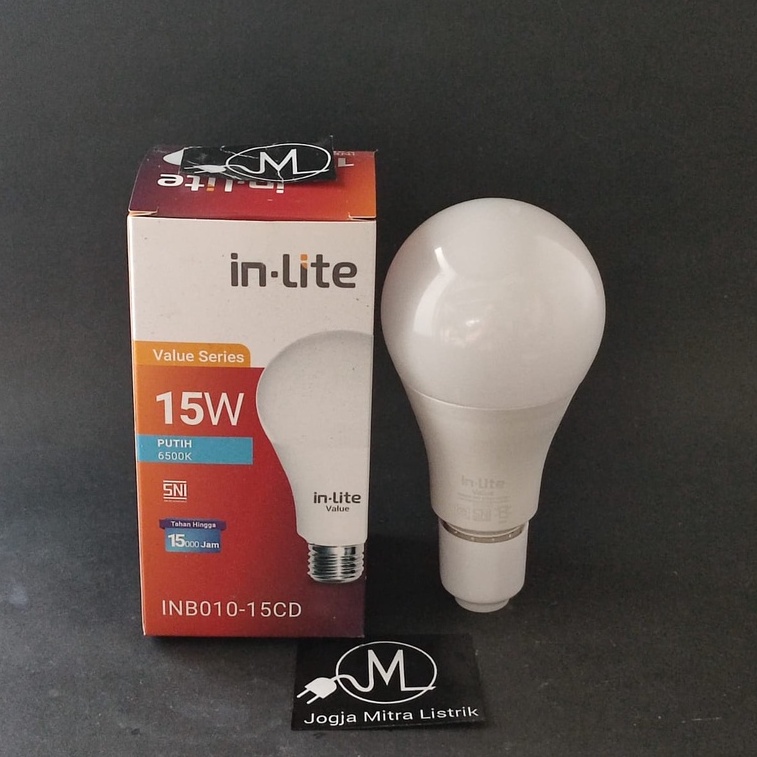 LAMPU LED BULB VALUE INB010 INLITE 15 WATT PUTIH/KUNING
