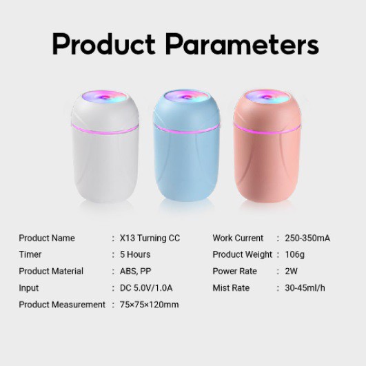 Humidifier 300ML Aromatherapy Purifier Diffuser Portable Mini USB Aroma Warna-warni Diffuser