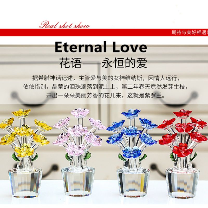 HIASAN MEJA BUNGA KRISTAL 7 TANGKAI AESTHETIC KANTOR TAMU KERJA BELAJAR UNIK OFFICE MOBIL KADO HADIA