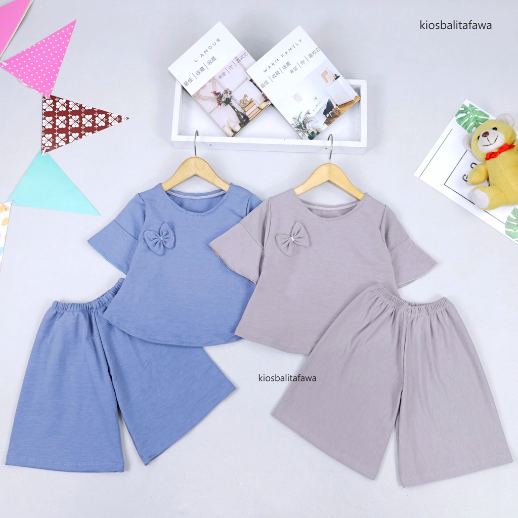 Setelan Lucy uk 2-3 Tahun / Baju Anak Perempuan Atasan Grosir Set Blouse Kulot Kids Balita Cewek